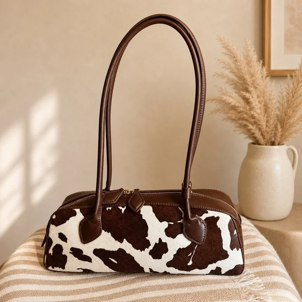 NWT House of Harlow 1960 Brown and Black Cow Print (genuine calf hair) handbag - Picture 2 of 7